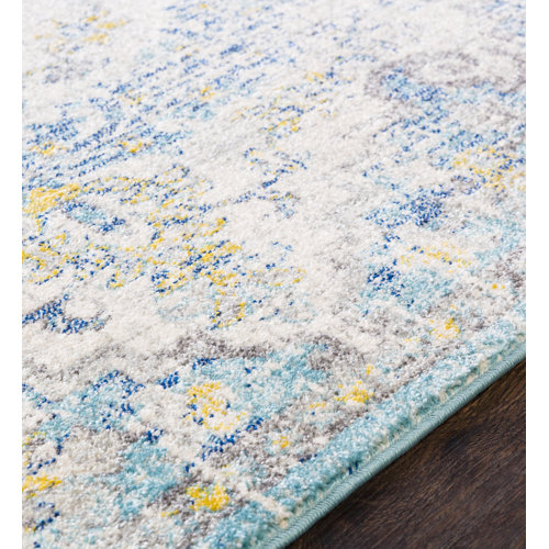Mistana™ Hillsby Performance Ivory Cream/Teal/Yellow Rug & Reviews